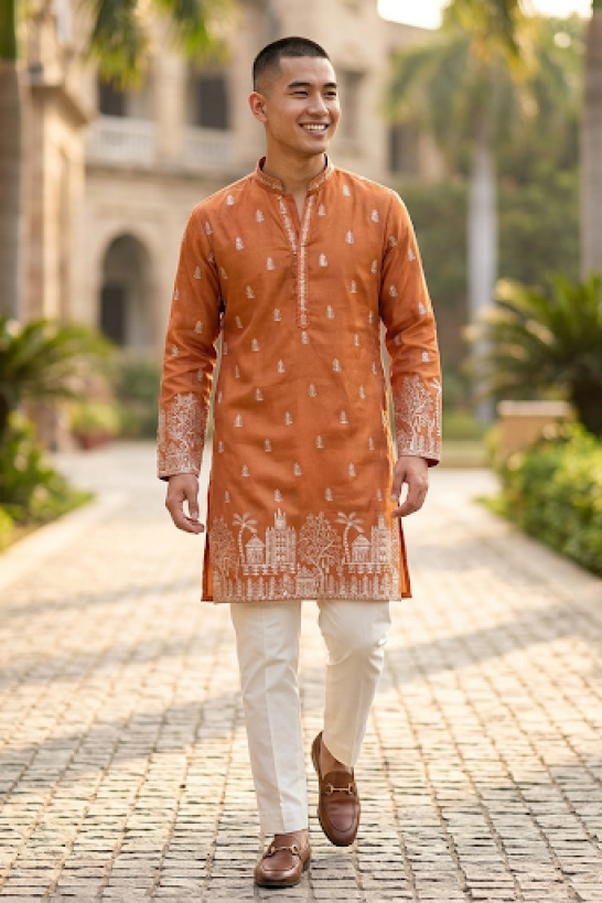 Rust Orange Kurta Set