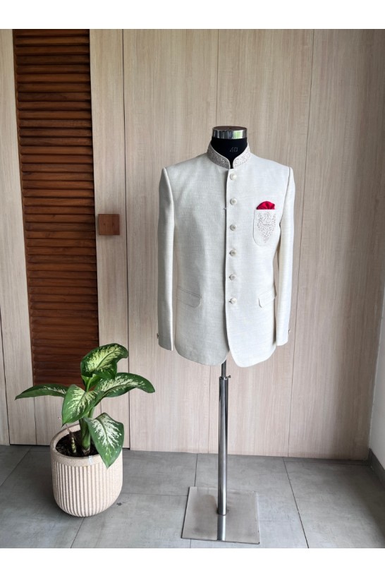 OFF WHITE  BANDHGALA 