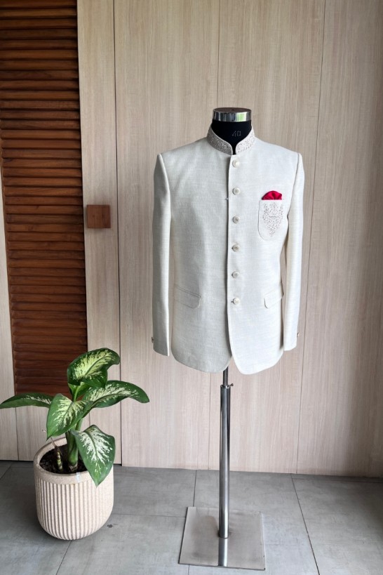 OFF WHITE  BANDHGALA 