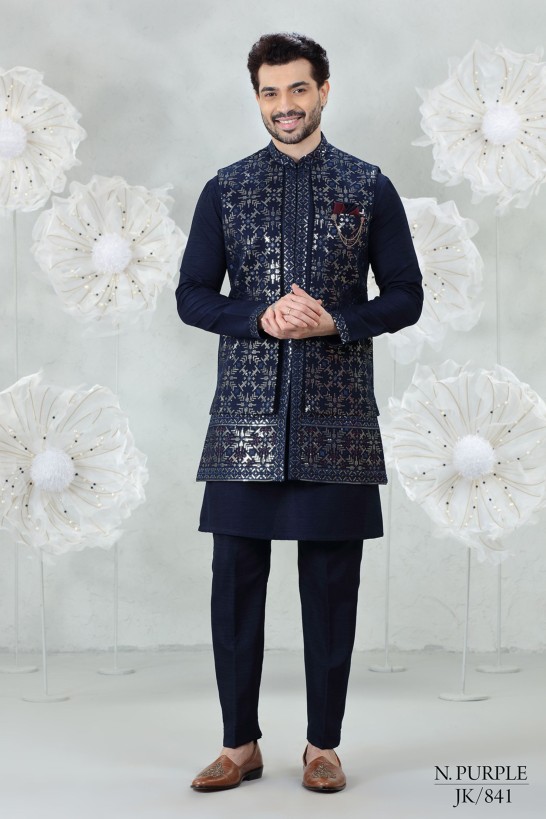 SILVER FOIL EMBROIDERED LONGJACKET SET