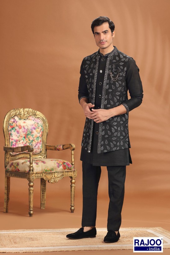 BLACK LONG JACKET SET 