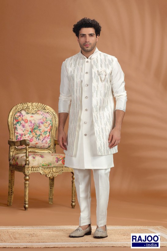 WHITE LONG JACKET SET 