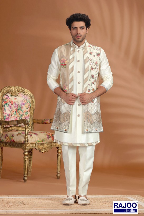 CREAM EMBROIDERED JACKET SET