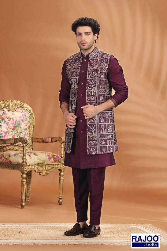 WINE COLOR EMBROIDERED SET 