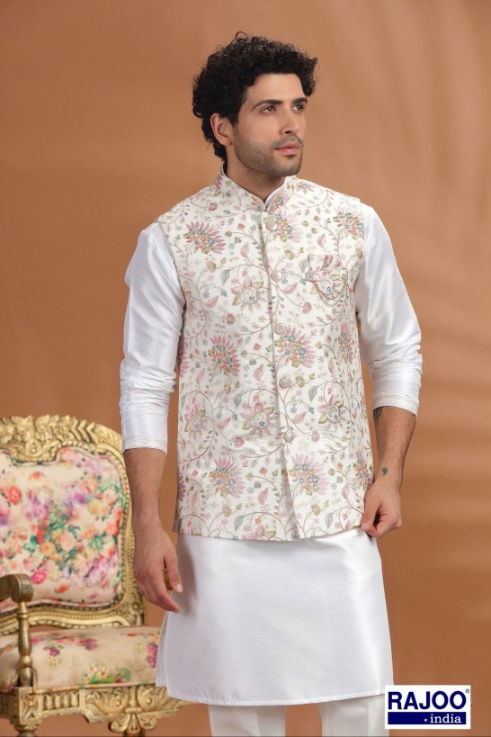 CREAM EMBROIDERED JACKET SET 