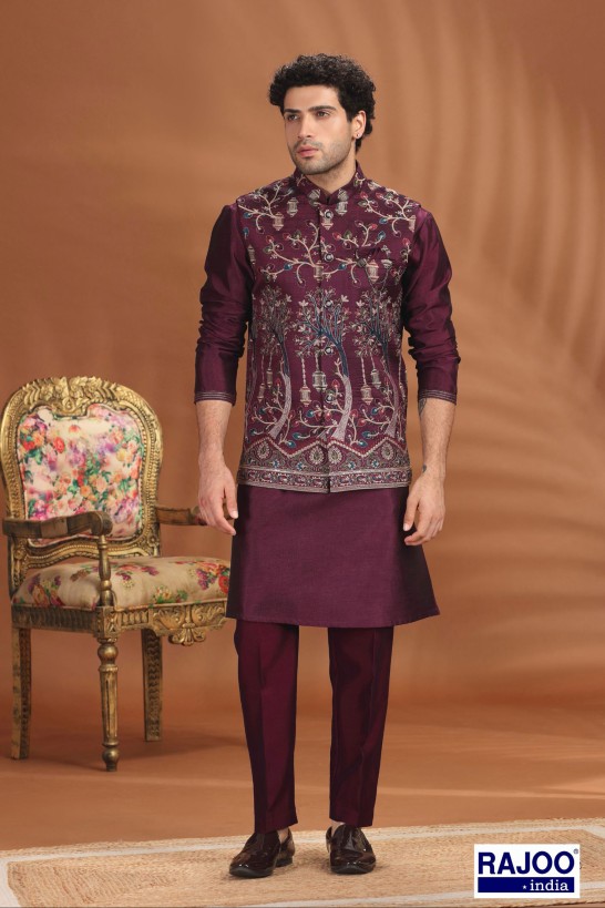 WINE COLOR EMBROIDERED SET 