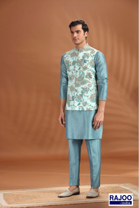 AQUA EMBROIDERED JACKET SET 