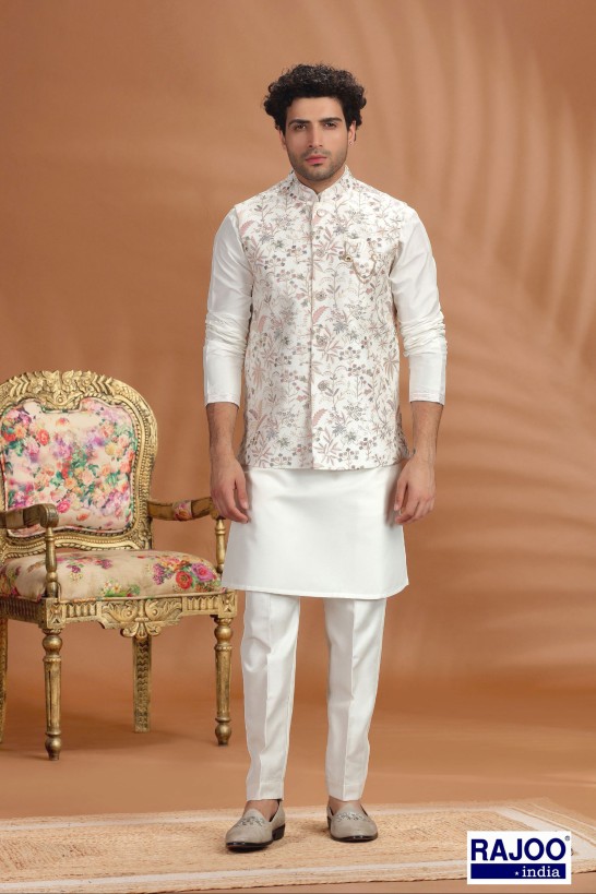 CREAM EMBROIDERED JACKET SET 