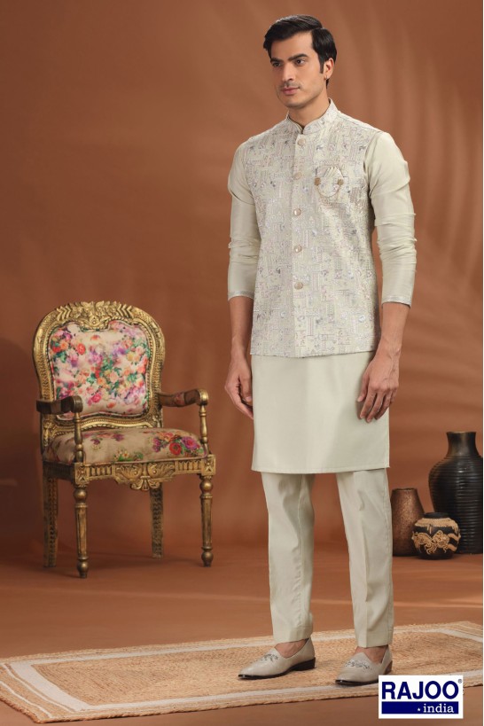 BEIGE EMBROIDERY  JACKET SET 