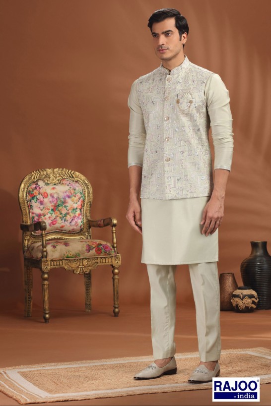 BEIGE EMBROIDERY  JACKET SET 