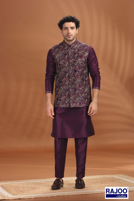 WINE EMBROIDERY JACKET SET 