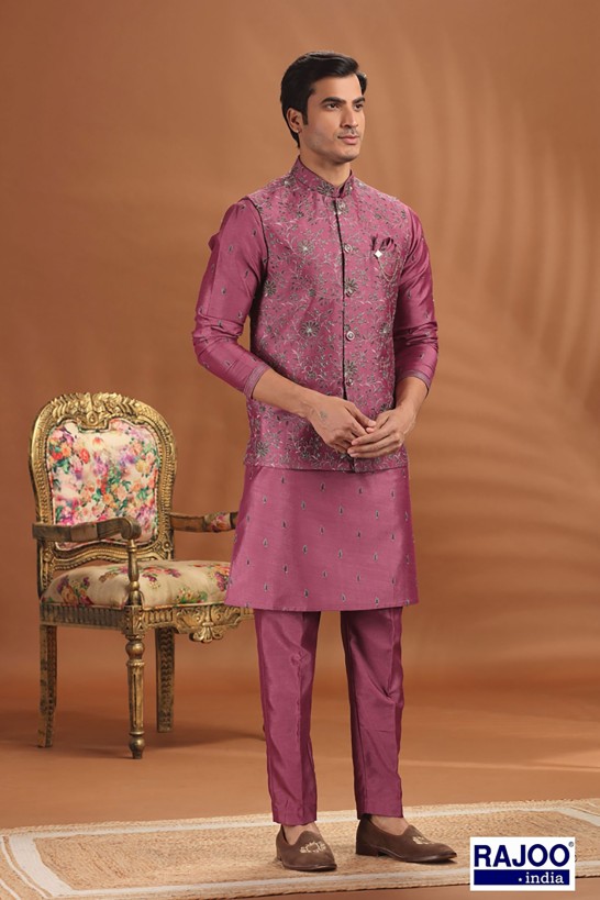 ONION PINK LEAF EMBROIDERED SET 