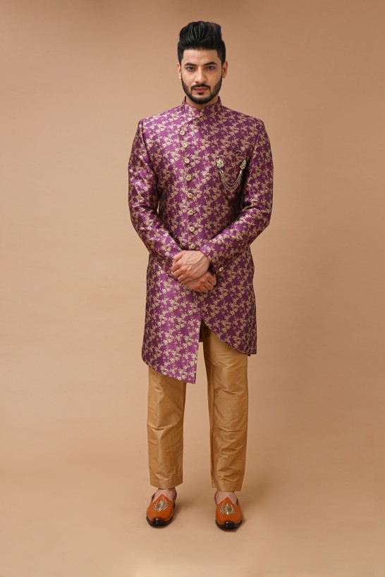 Shade of Purple Floral Indowestern