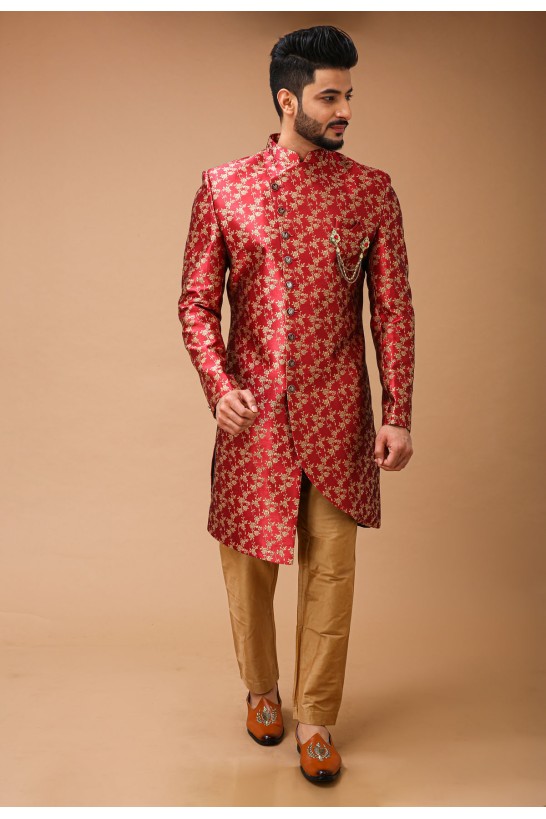 Shade of Red Floral Indowestern