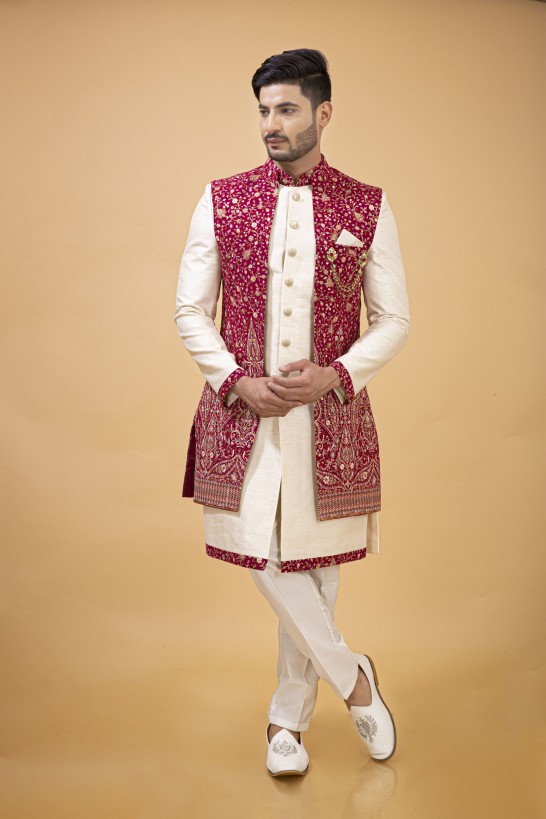 CRIMSON JACKET WITH OFFWHITE NAWABI