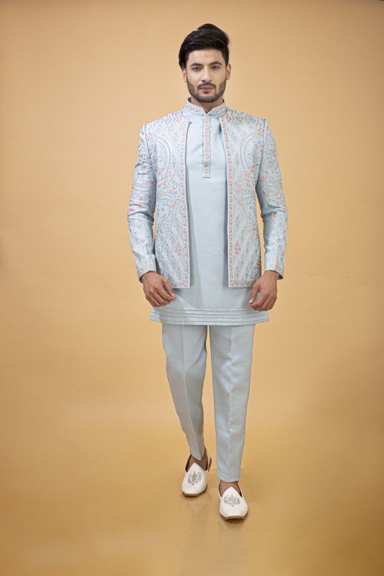 POWDER BLUE JODHPURI WITH KURTA