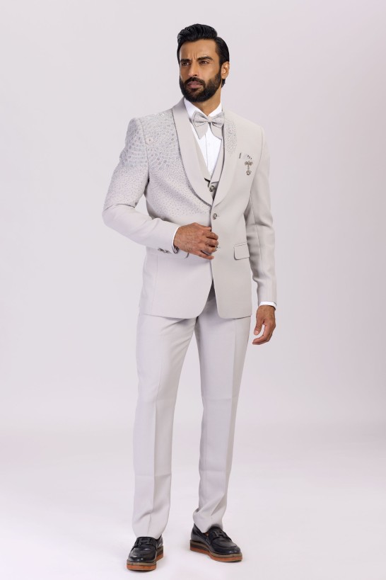 GREY BLAZER INTRICATE DESIGN 