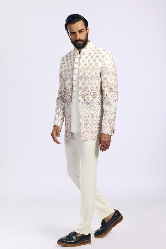 GREY BLAZER INTRICATE DESIGN 