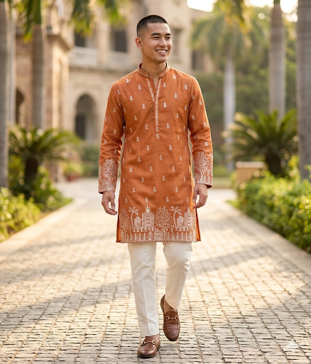Rust Orange Kurta Set