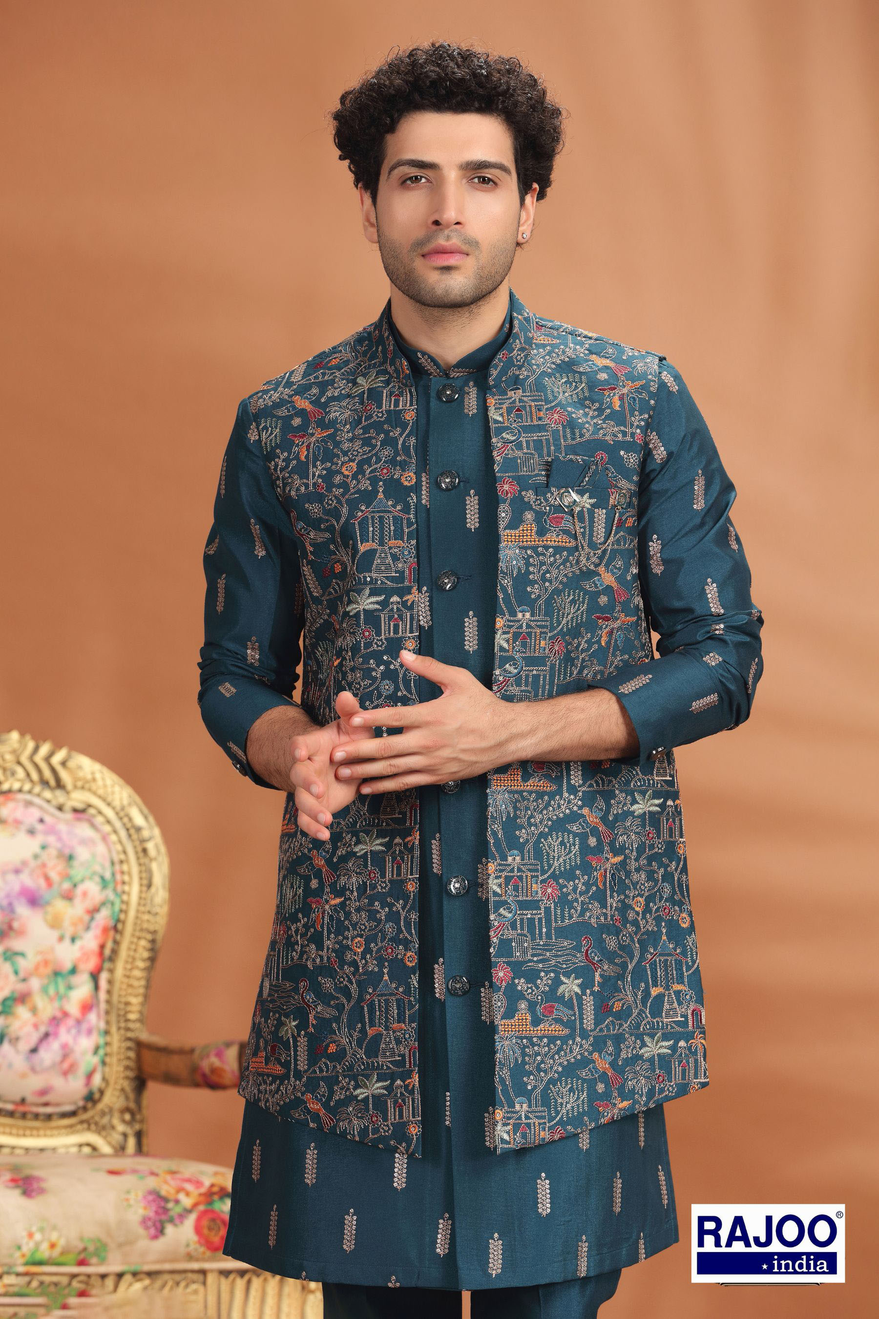 BOTTLE GREEN LONG JACKET SET 