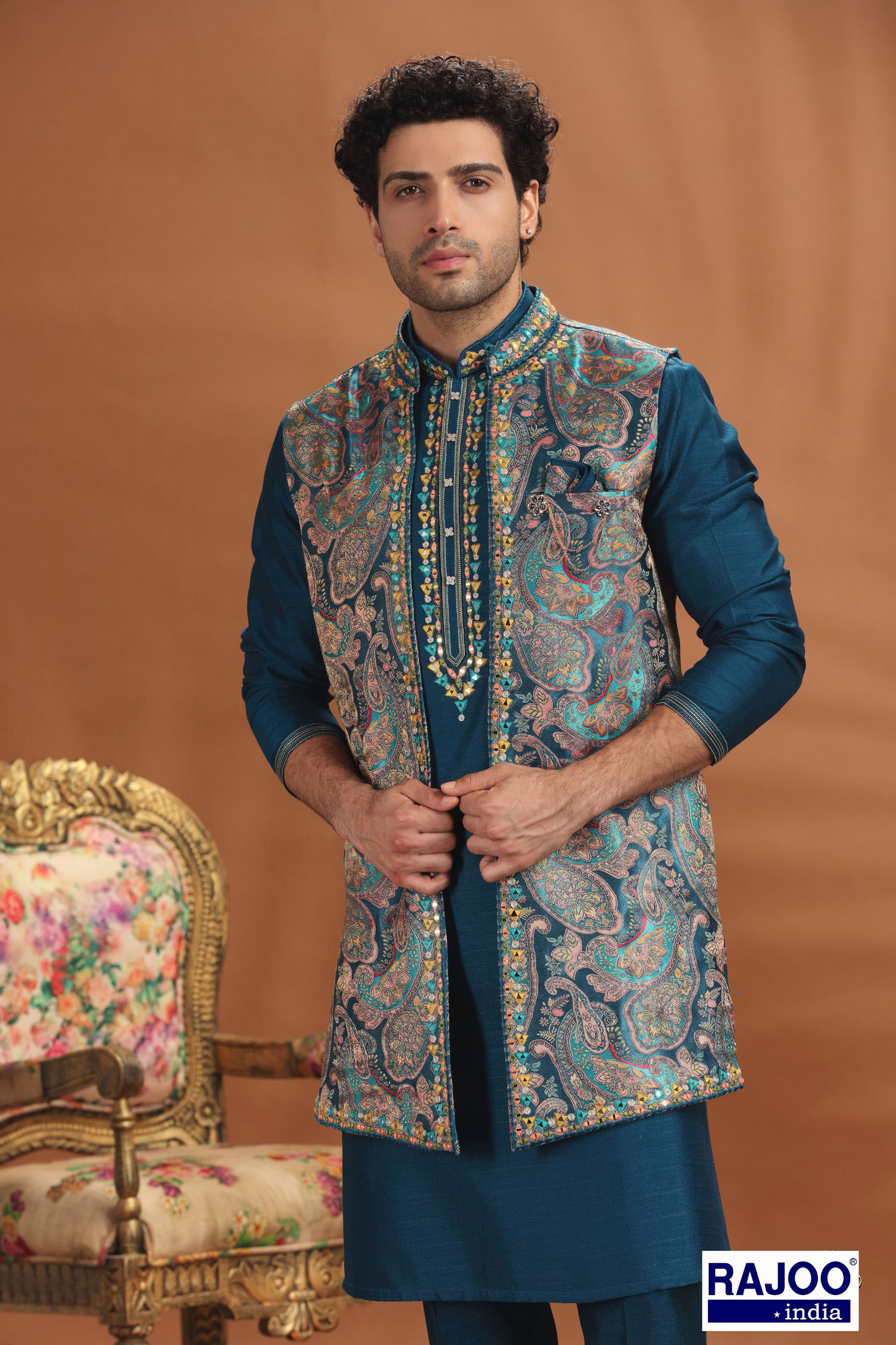 BLUE  LONG JACKET SET 