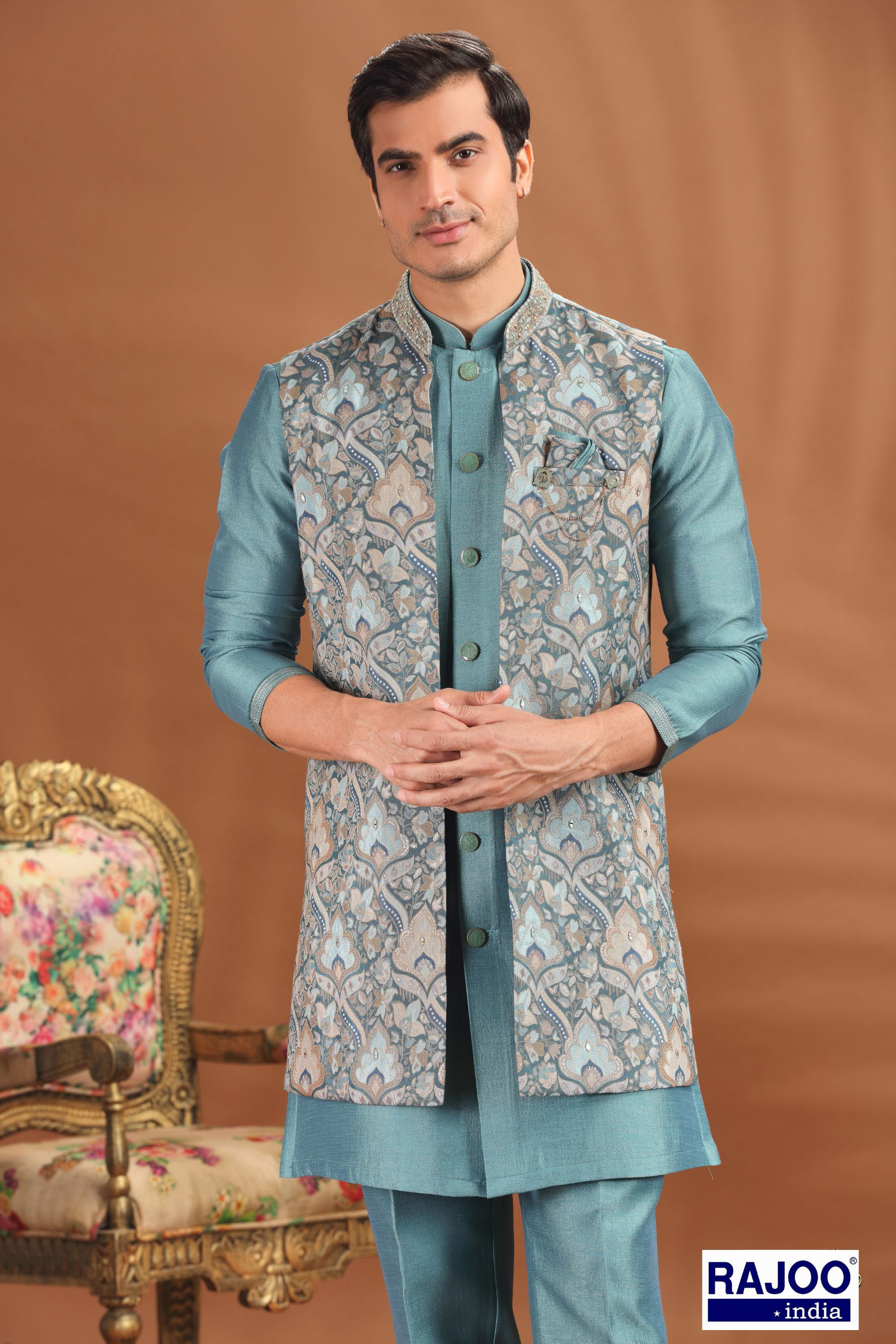 TURQUISE LONG JACKET SET 