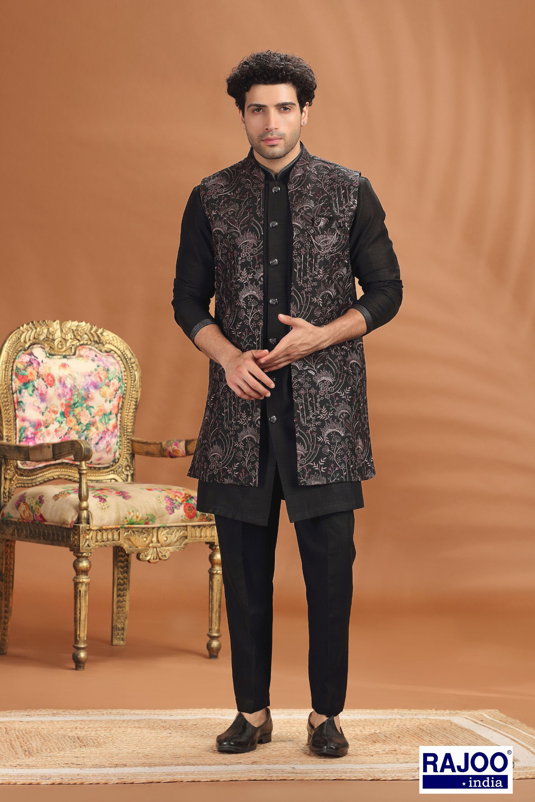 BLACK LONG JACKET SET 