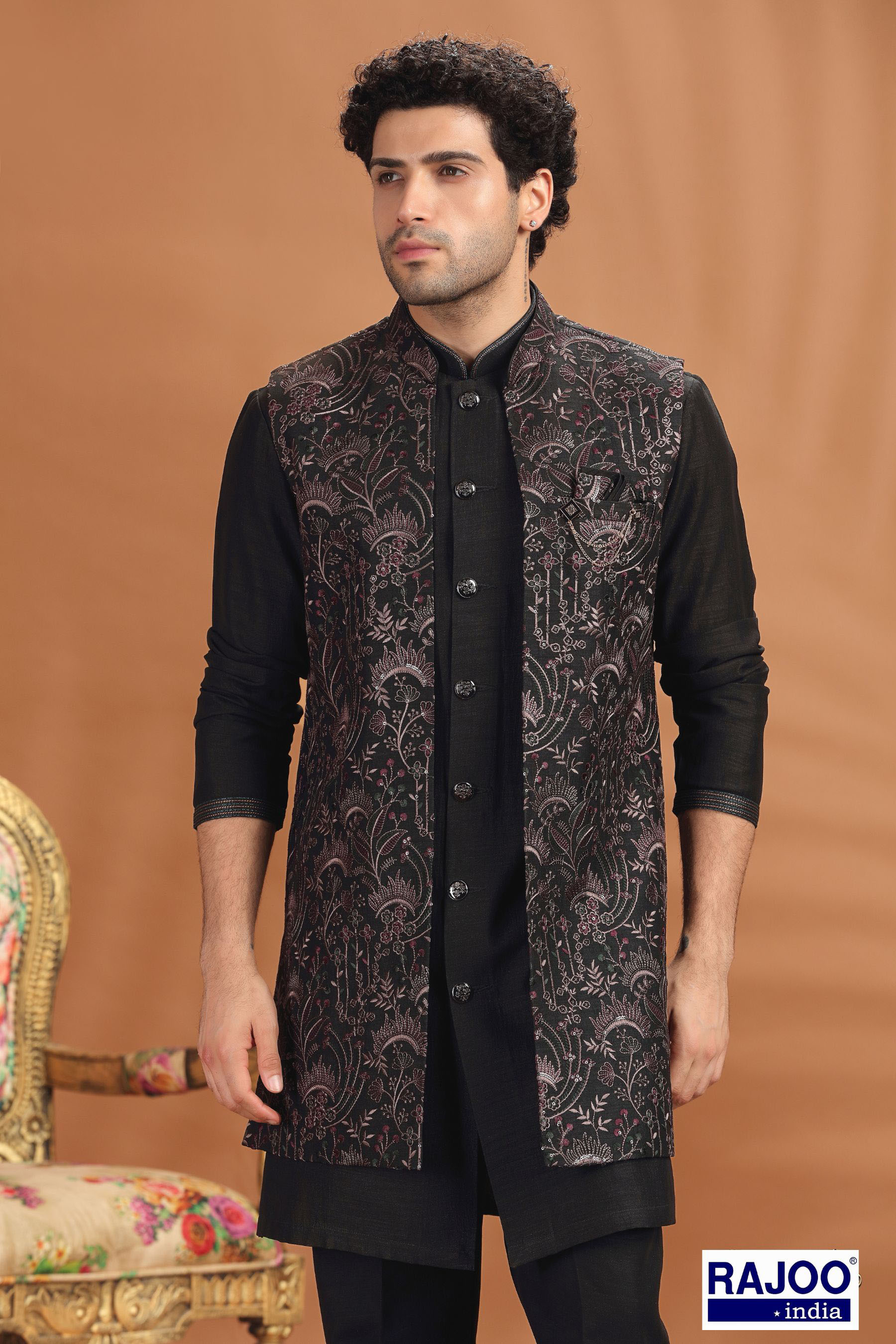 BLACK LONG JACKET SET 