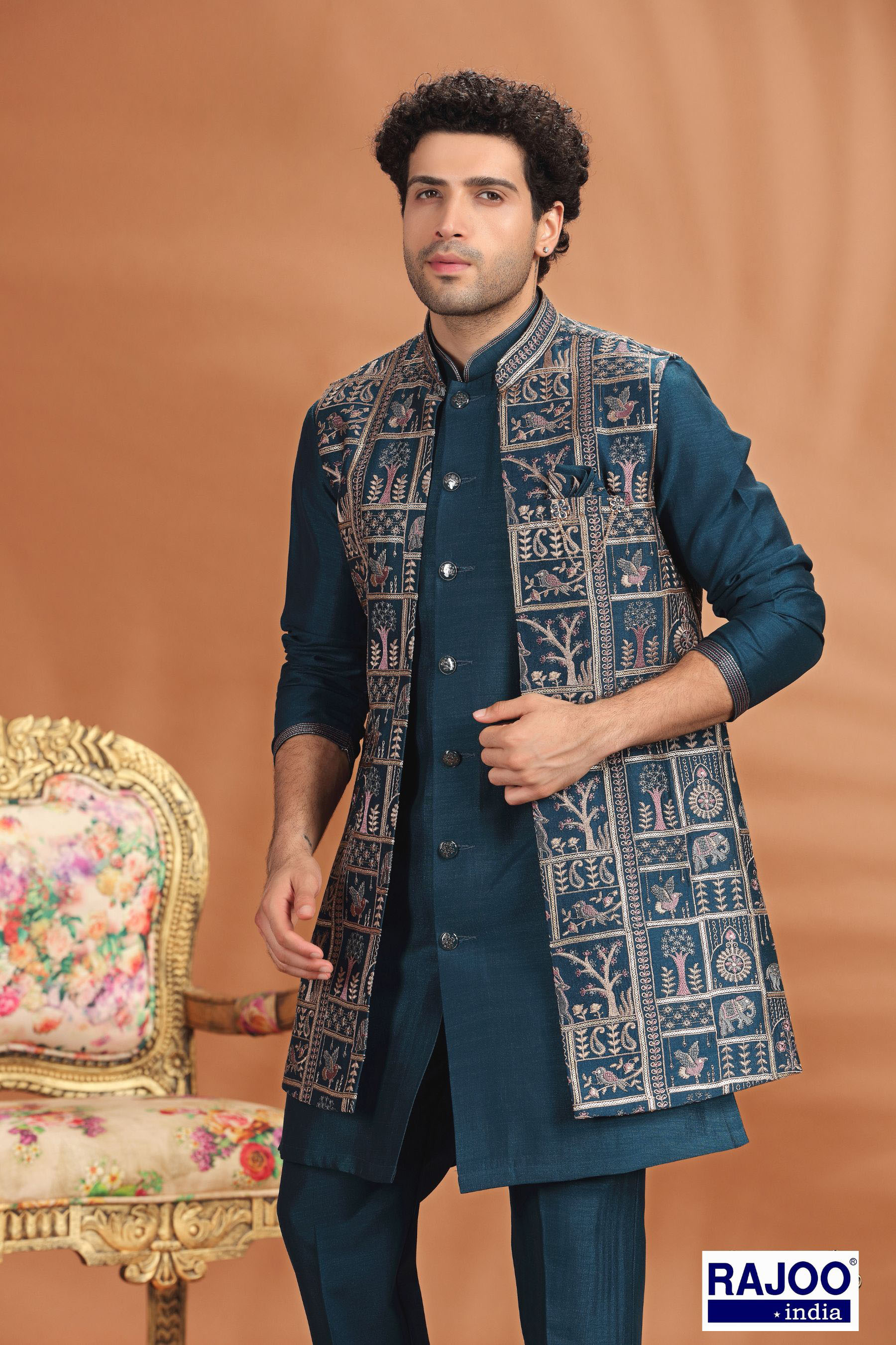 PERSIAN BLUE EMBROIDERED 