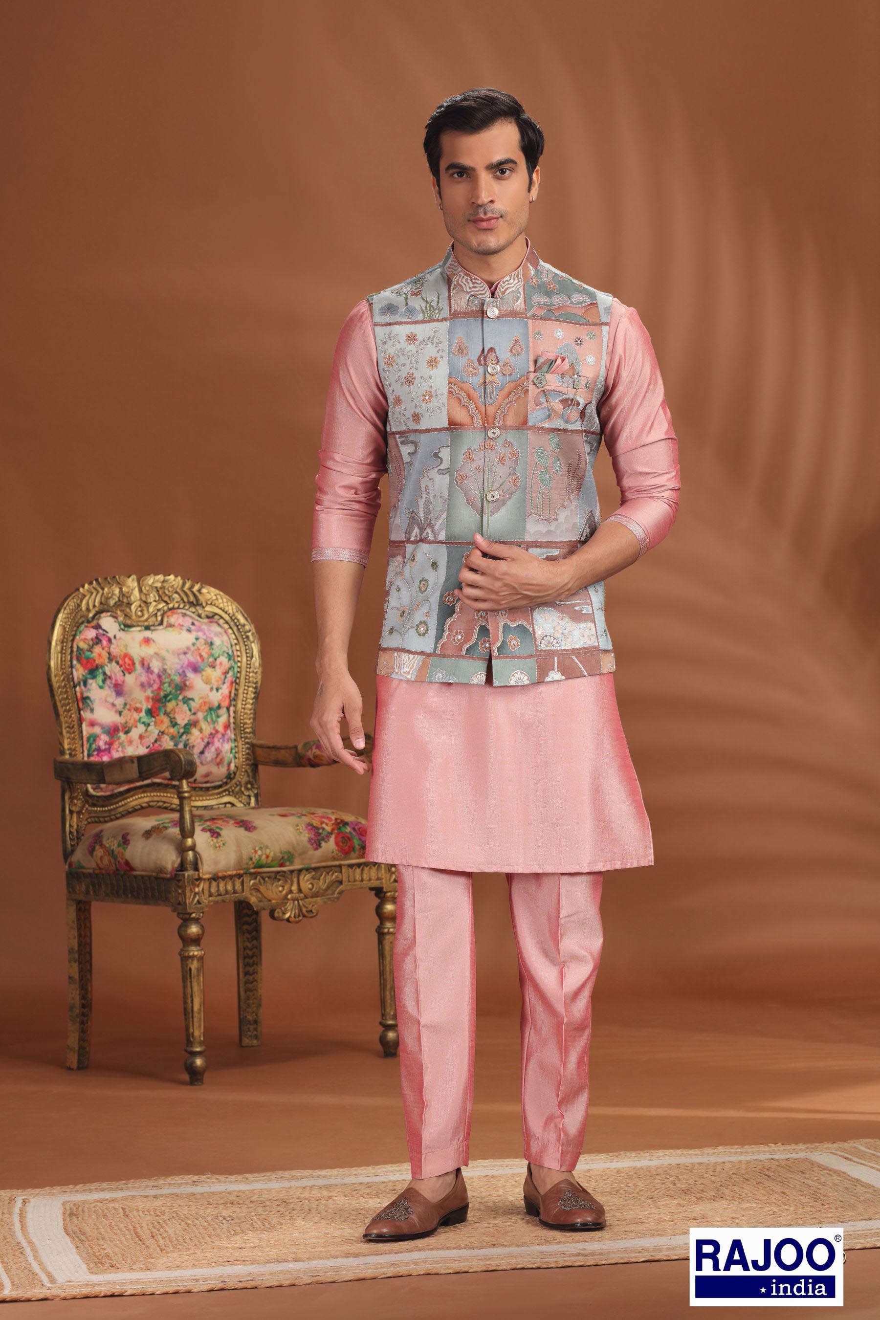 GREY PINK KURTA SET 