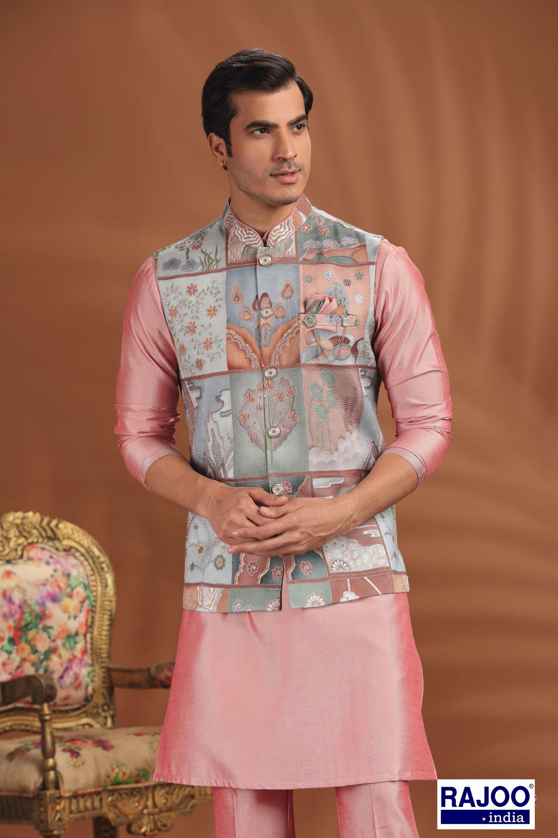 GREY PINK KURTA SET 