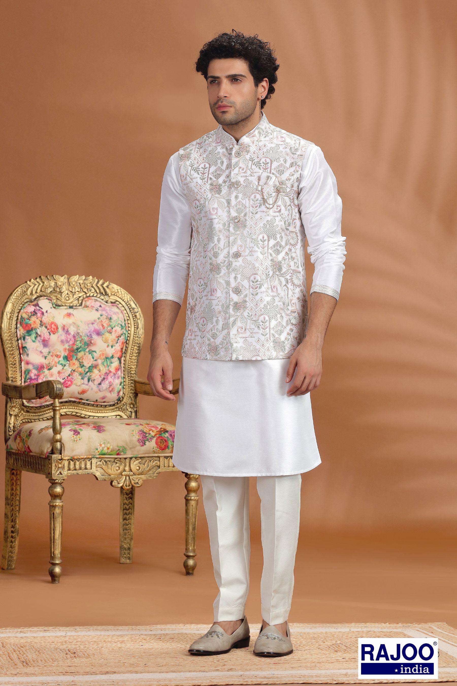 CREAM EMROIDERED KURTA SET