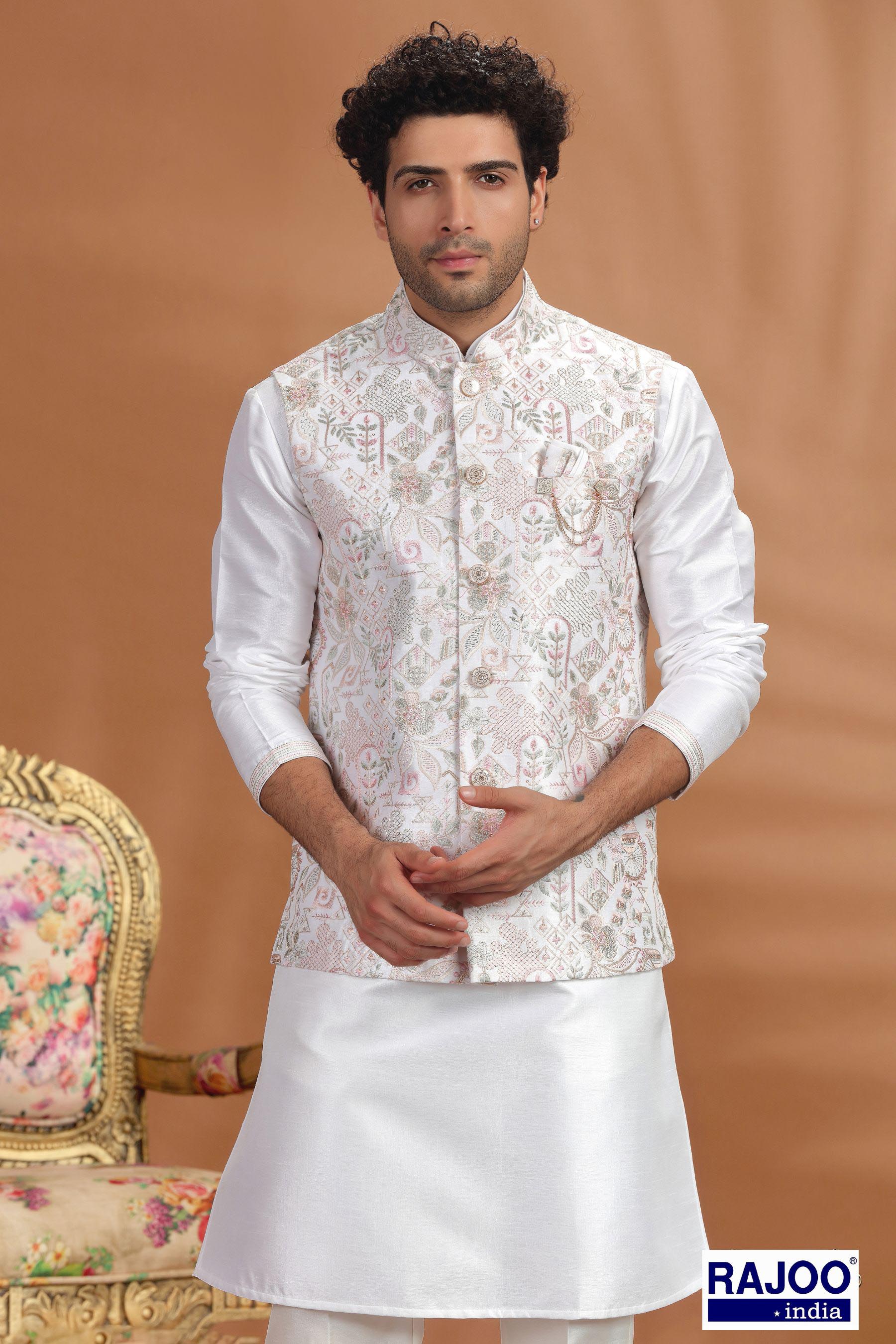 CREAM EMROIDERED KURTA SET