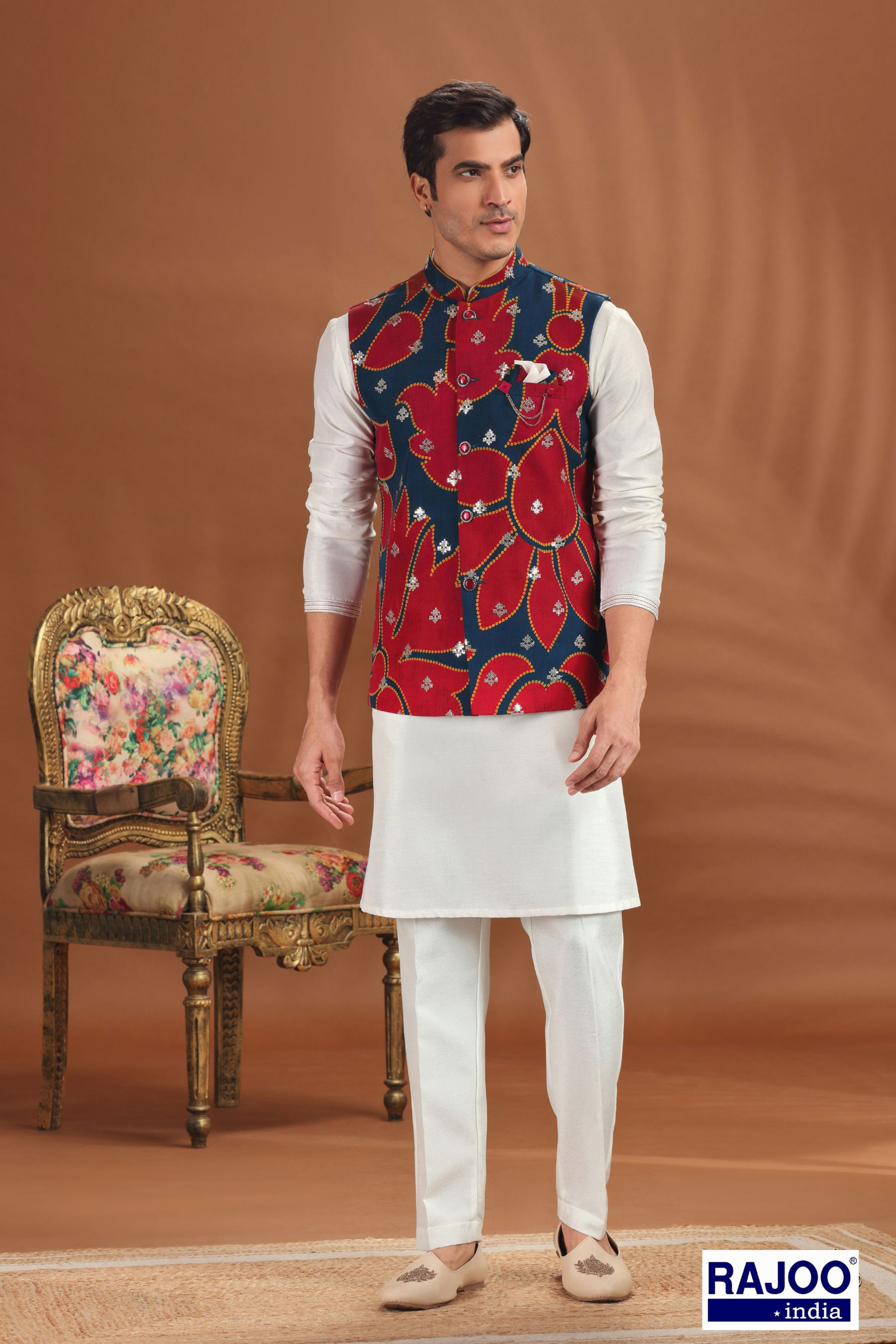 WHITE WITH MULTI JACKET SET 