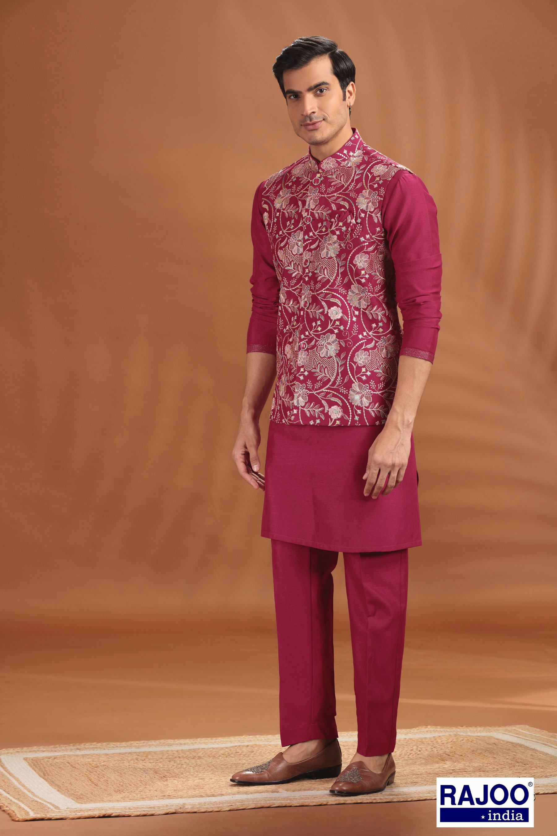 RANI PINK  EMBROIDERY JACKET SET 