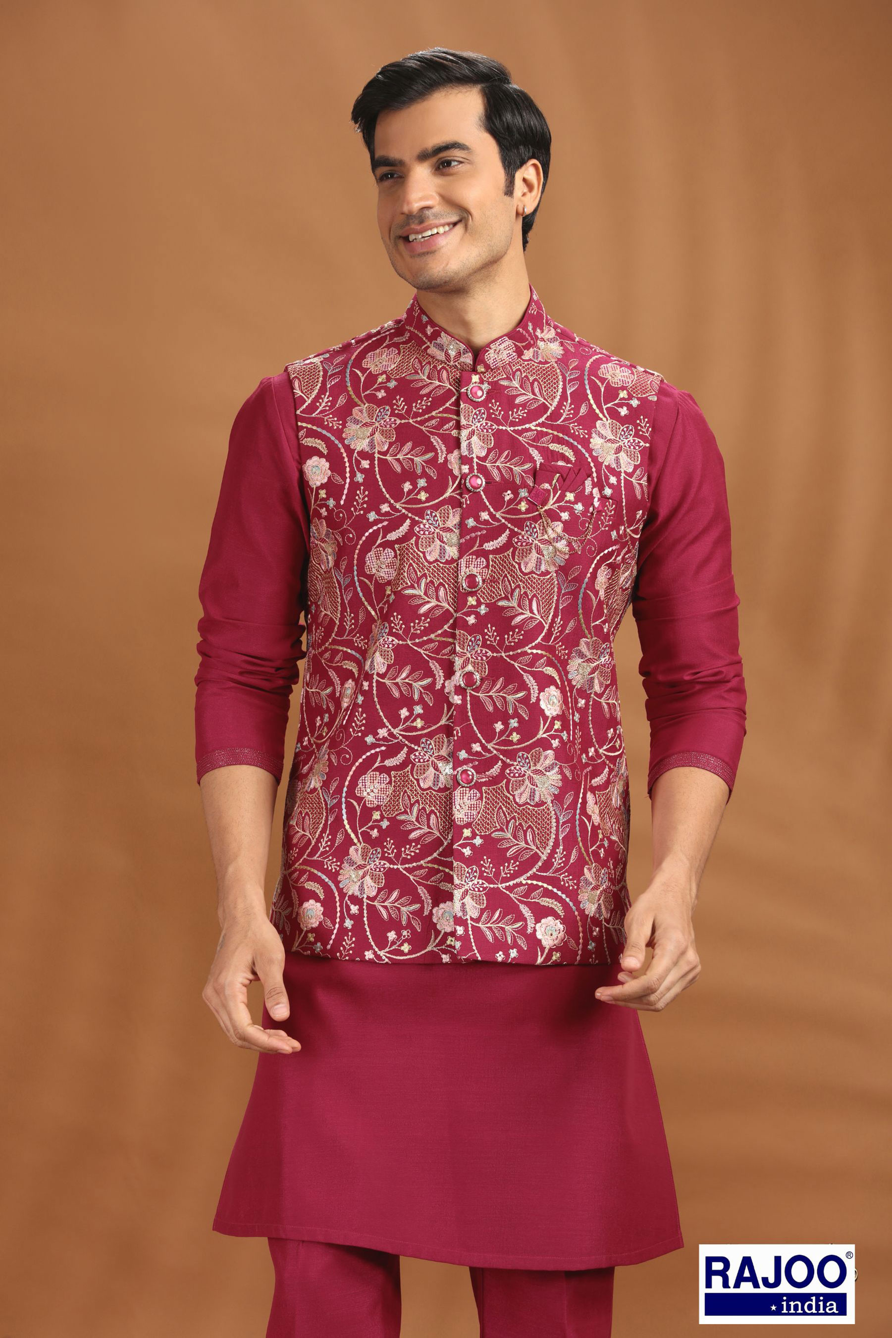 RANI PINK  EMBROIDERY JACKET SET 