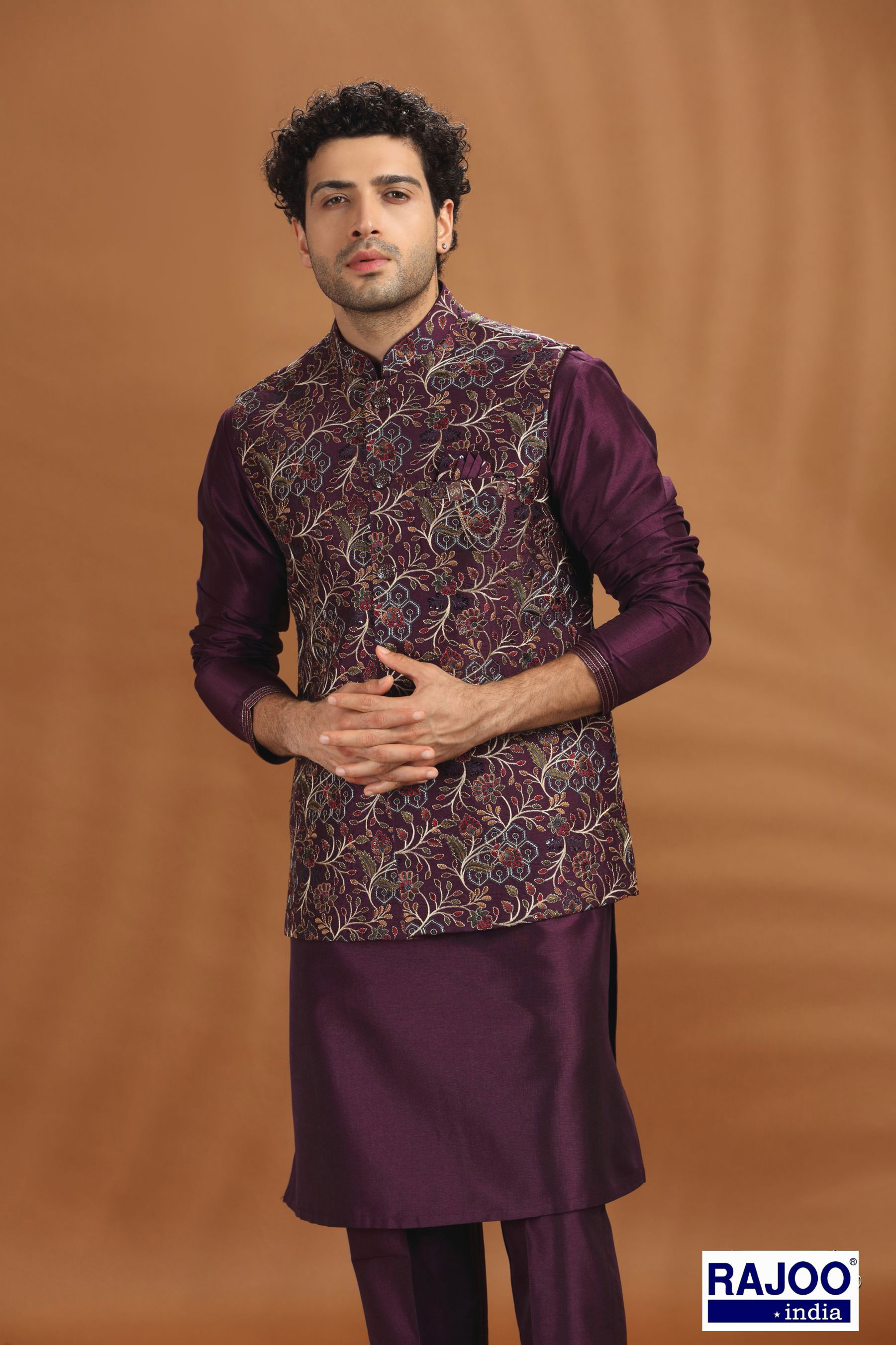 WINE EMBROIDERY JACKET SET 