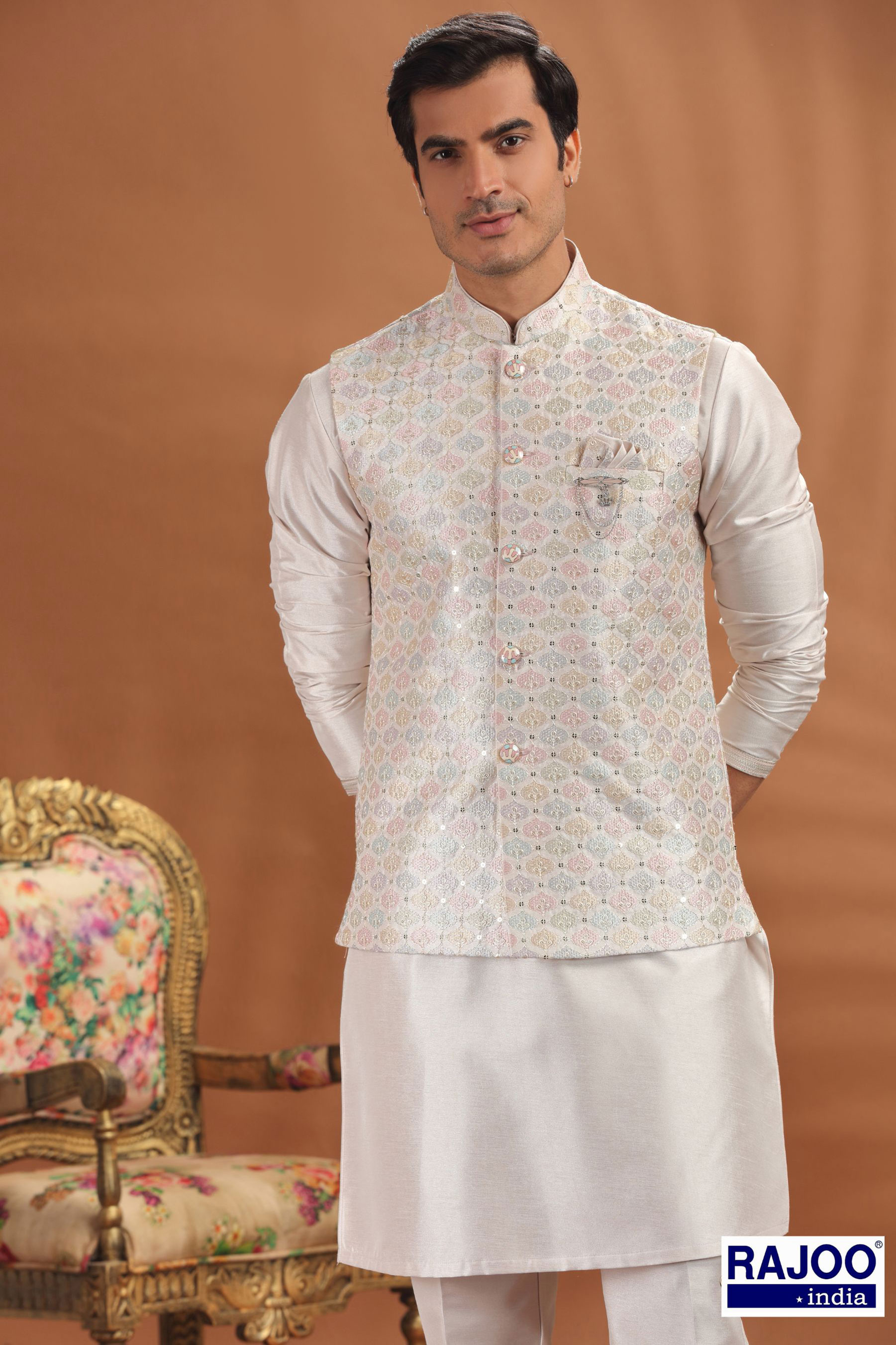 ROSE PINK EMBROIDERED ACKET SET 