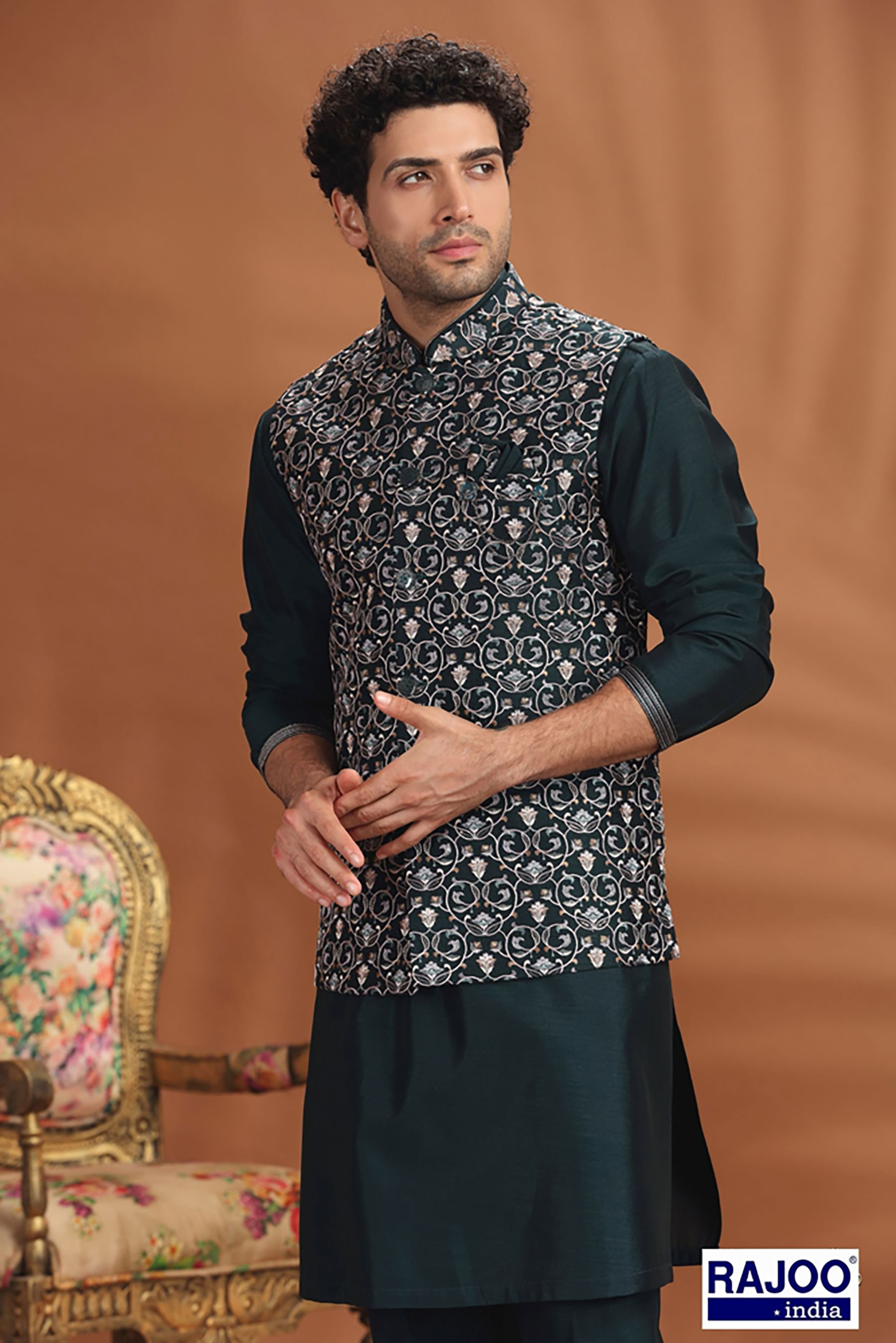 BOTTLE GREEN  JACKET SET 