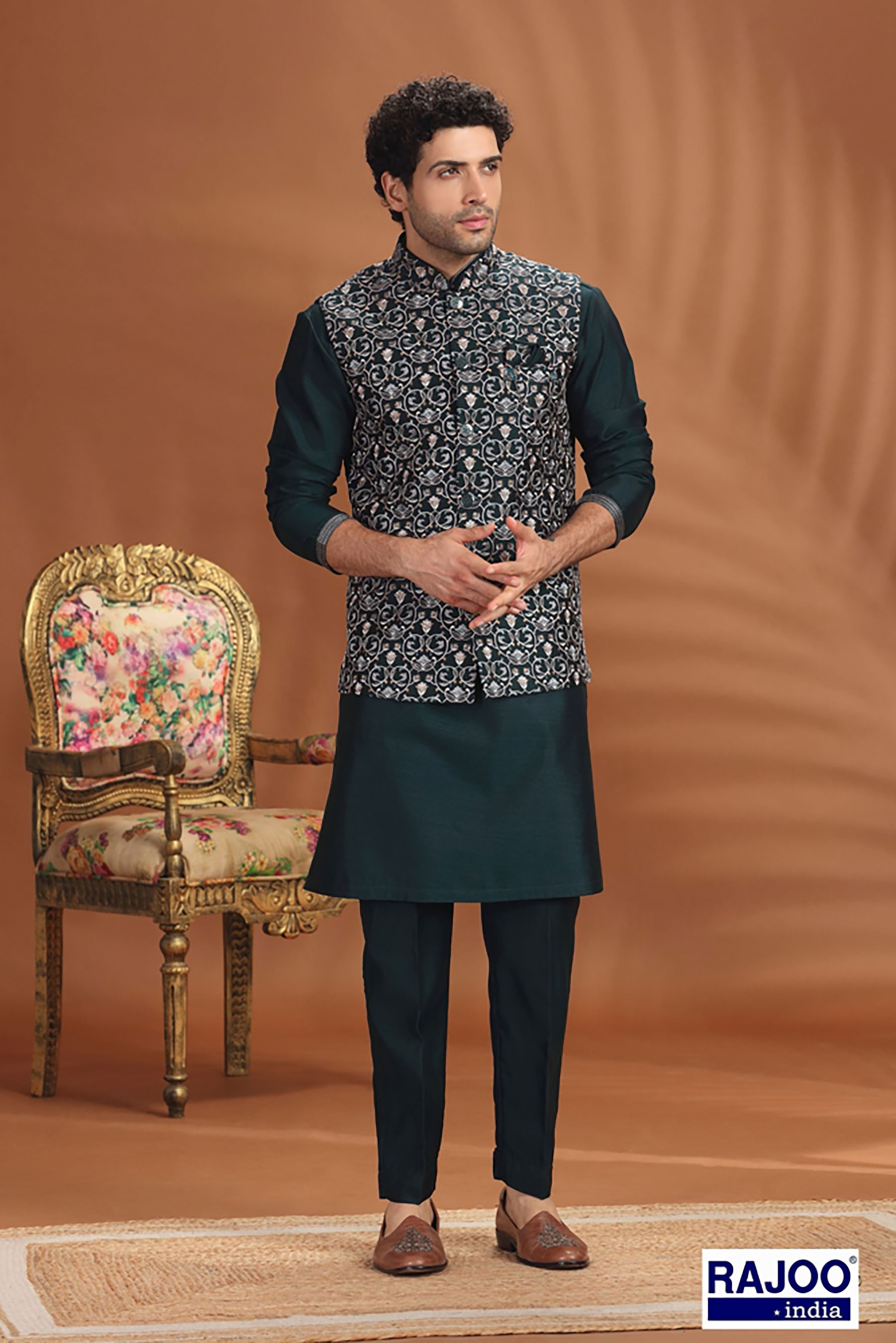 BOTTLE GREEN  JACKET SET 