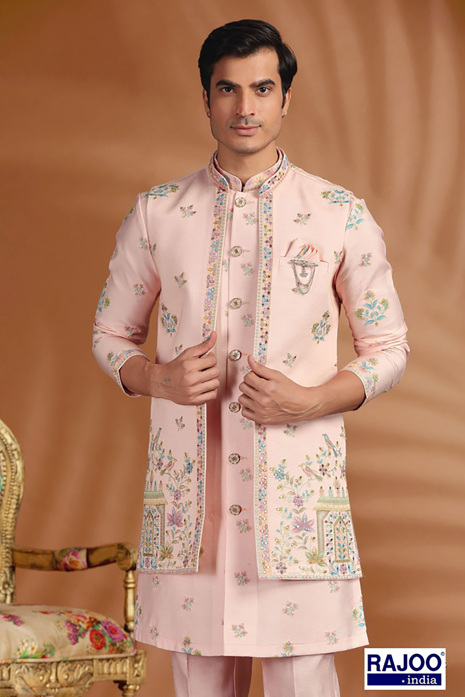 PASTEL THREAD PINK EMBROIDERED SET 