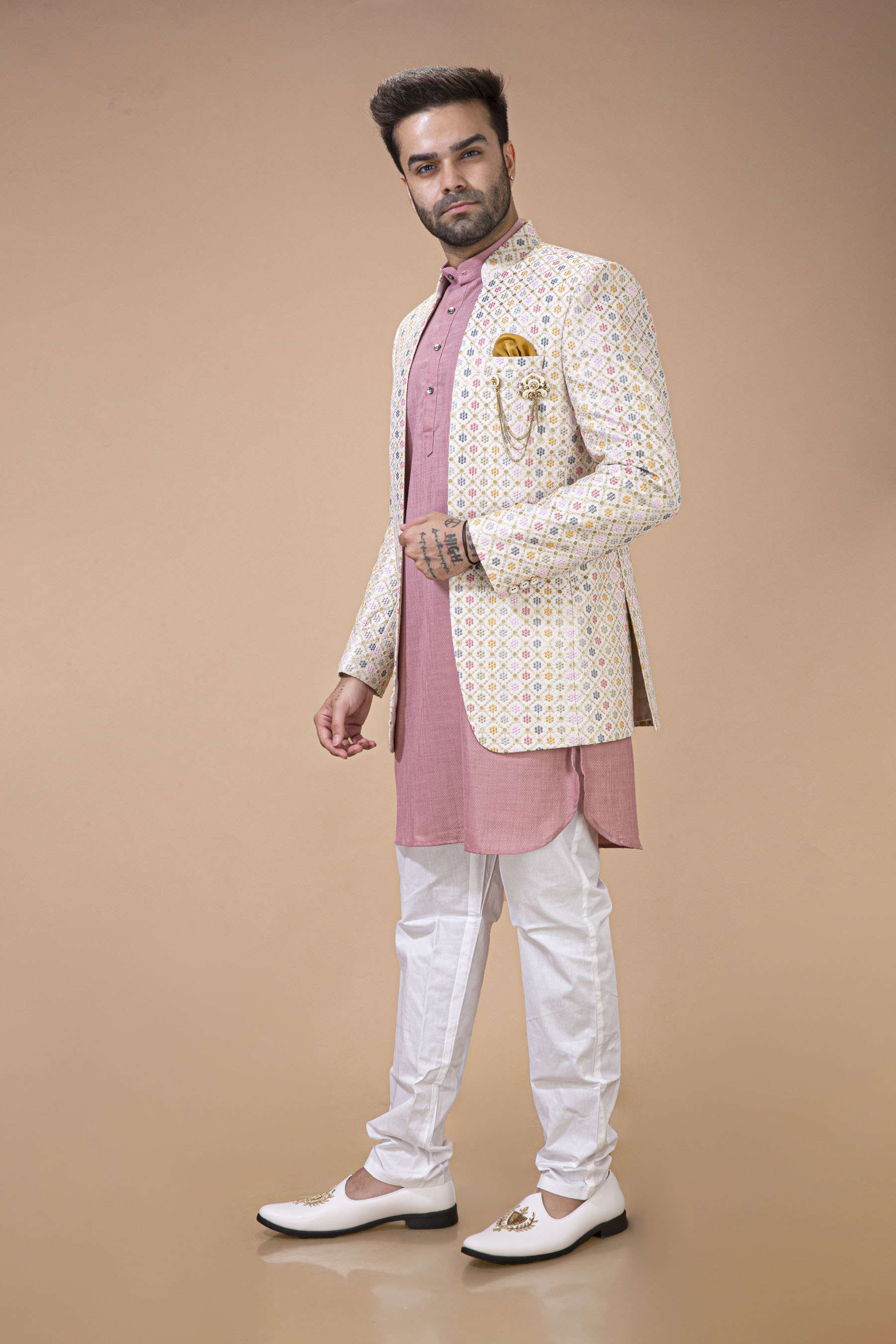 Ivory Multi Work Jodhpuri With Kurta Set