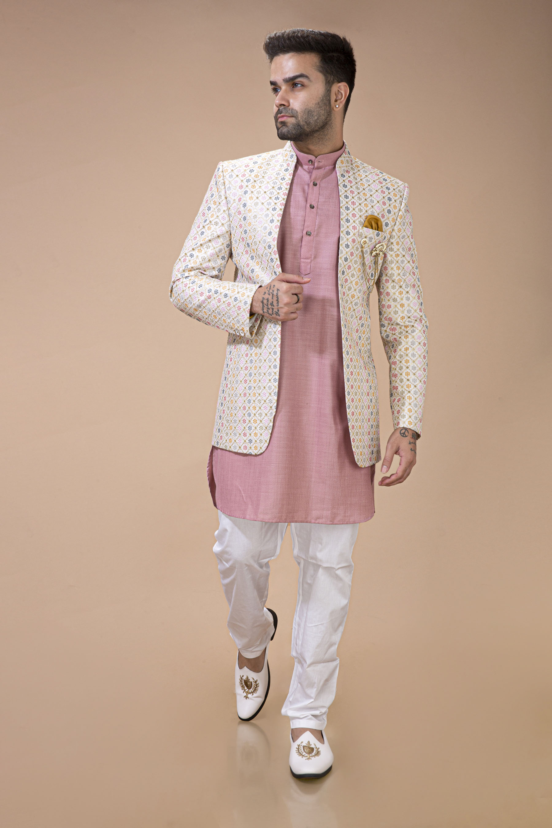 Ivory Multi Work Jodhpuri With Kurta Set