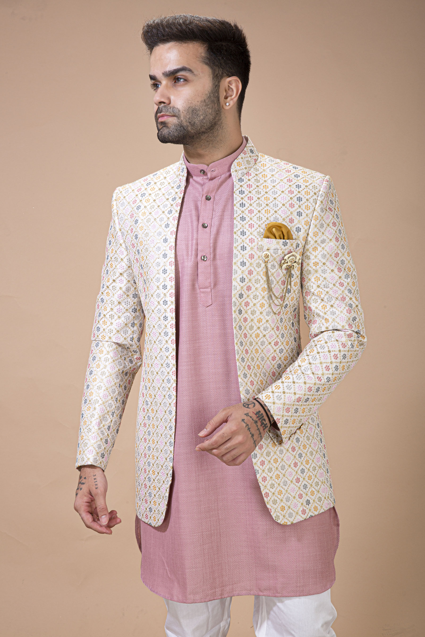 Ivory Multi Work Jodhpuri With Kurta Set