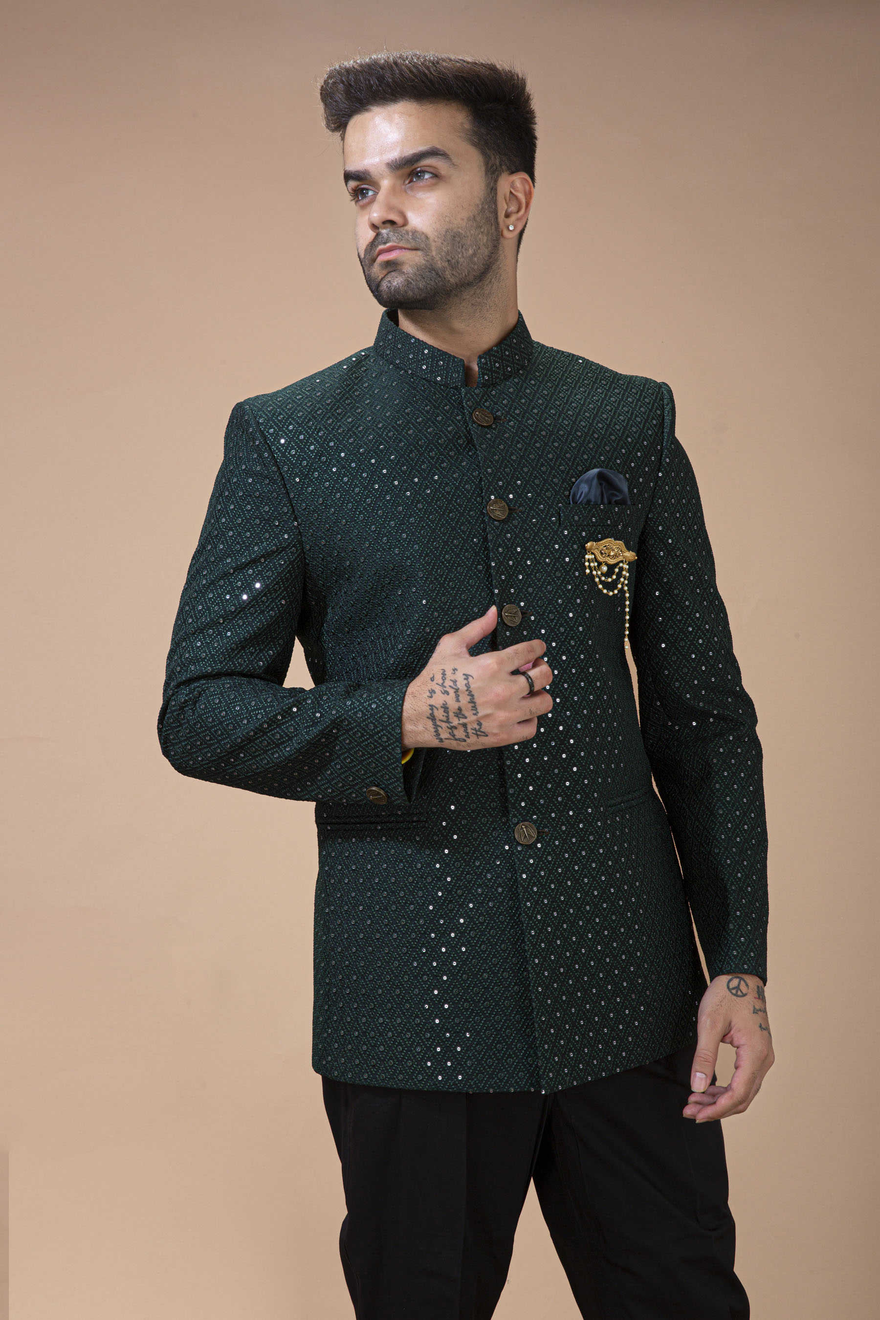 Rama Green Jodhpuri With Trouser