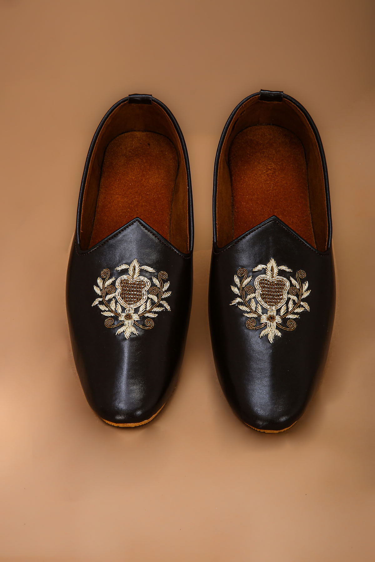 Black Loafer with Hand Embroidery
