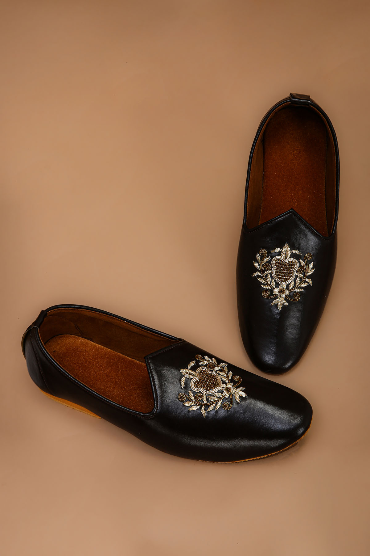 Black Loafer with Hand Embroidery