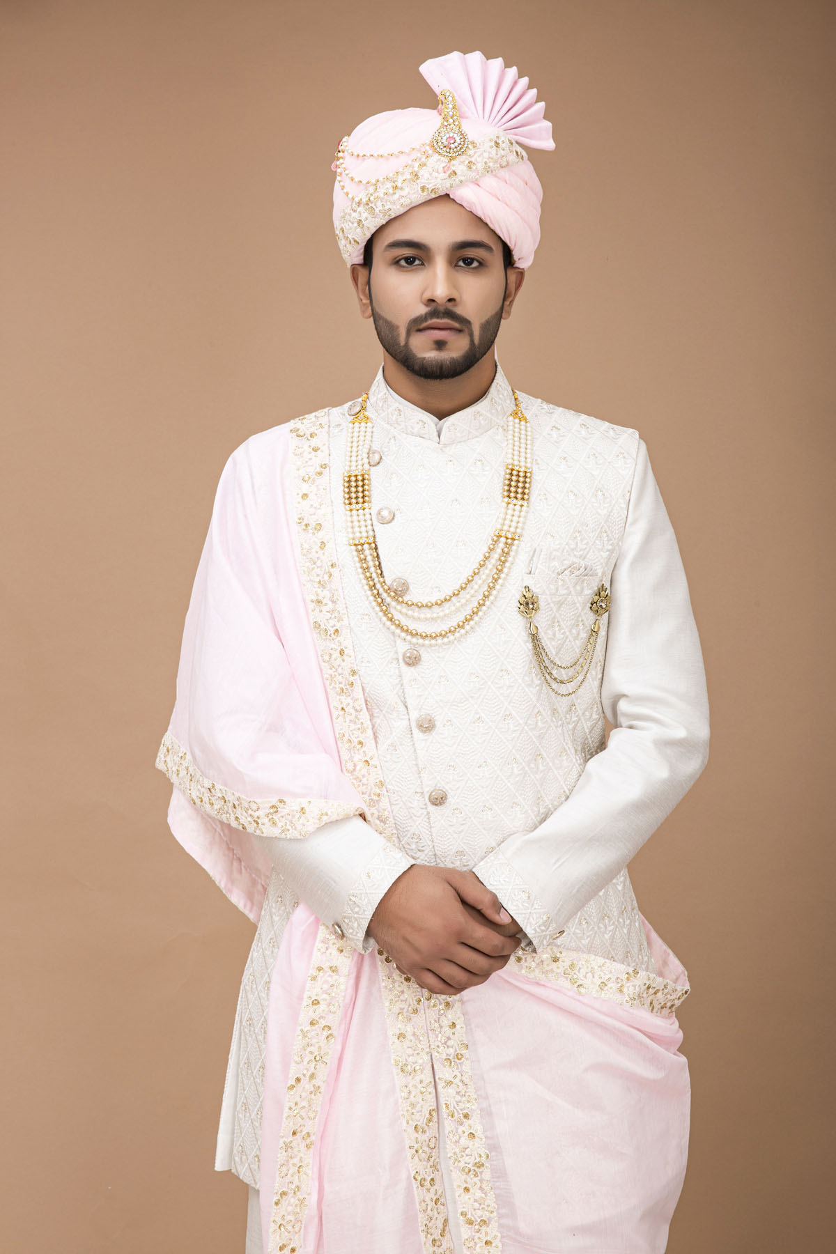 White Nawabi With Long Jacket