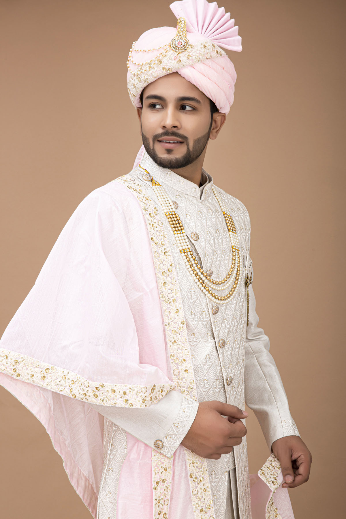 White Nawabi With Long Jacket