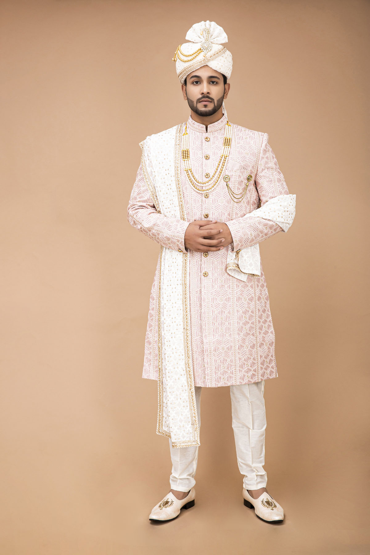 Elegant Blush Pink Nawabi